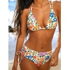 CUPSHE Women’s Bikini Sets Two Piece Swimsuit Mid Rise Bathing Suit Triangle Crossback Tie Drawstring Beading(Orange/Purple/Floral)