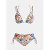 CUPSHE Women’s Bikini Sets Two Piece Swimsuit Mid Rise Bathing Suit Triangle Crossback Tie Drawstring Beading(Orange/Purple/Floral)