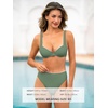 CUPSHE Women’s Bikini Sets Two Piece Swimsuit Underwire Bathing Suit High Waisted Back Hook Swimwear(Sage Green)