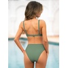 CUPSHE Women’s Bikini Sets Two Piece Swimsuit Underwire Bathing Suit High Waisted Back Hook Swimwear(Sage Green)