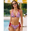 CUPSHE Women’s Bikini Sets Two Piece Swimsuit V Neck Reversible Bottom Halter Self Tie Back Hook(Blue/Red Floral)