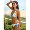 CUPSHE Women’s Bikini Sets Two Piece Swimsuit V Neck Reversible Bottom Halter Self Tie Back Hook(White/Blue/Fruit)