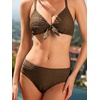 CUPSHE Women’s Bikini Sets V Neck Two Piece Bathing Suits Textured Bunny Tie Adjustable Straps(Chocolate Brown)