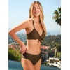 CUPSHE Women’s Bikini Sets V Neck Two Piece Bathing Suits Textured Bunny Tie Adjustable Straps(Chocolate Brown)