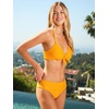 CUPSHE Women’s Bikini Sets V Neck Two Piece Bathing Suits Textured Bunny Tie Adjustable Straps(Mustard Yellow)