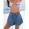 CUPSHE Women’s High Waist Denim Shorts Elastic Drawstring Tie Casual Loose Fit Summer Short(Blue)