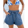 CUPSHE Women’s High Waist Denim Shorts Elastic Drawstring Tie Casual Loose Fit Summer Short(Blue)