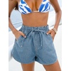 CUPSHE Women’s High Waist Denim Shorts Elastic Drawstring Tie Casual Loose Fit Summer Short(Light Blue)
