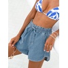 CUPSHE Women’s High Waist Denim Shorts Elastic Drawstring Tie Casual Loose Fit Summer Short(Light Blue)