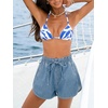 CUPSHE Women’s High Waist Denim Shorts Elastic Drawstring Tie Casual Loose Fit Summer Short(Light Blue)