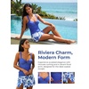 CUPSHE Women’s Tankini Sets Swimsuit with Skirt Ruched Tummy Control Two Piece Bathing Suit Mid Rise Swimwear(Blue/Floral)