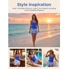 CUPSHE Women’s Tankini Sets Swimsuit with Skirt Ruched Tummy Control Two Piece Bathing Suit Mid Rise Swimwear(Blue/Floral)