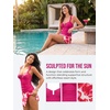 CUPSHE Women’s Tankini Sets Swimsuit with Skirt Ruched Tummy Control Two Piece Bathing Suit Mid Rise Swimwear(Cherry Red/Floral)