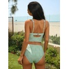 CUPSHE Women’s Tankini Swimsuits High Waisted Two Piece Bathing Suit Cutout Full Coverage Ruched Midikini(Sage Green/Gingham)