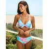 CUPSHE Women’s Two Piece Bikini Set Floral Print Knot Bunny Tie(Blue/Purple/Pink)