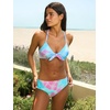 CUPSHE Women’s Two Piece Bikini Set Floral Print Knot Bunny Tie(Blue/Purple/Pink)