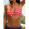 CUPSHE Women’s Two Piece Bikini Set Floral Print Knot Bunny Tie(Red/White/Blue)