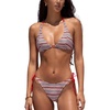 CUPSHE Women’s Bikini Set Sexy Triangle V Neck Two Piece Swimsuit High Leg Cut Cheeky Bathing Suit Side Self Tie(Red/Blue/Striped)