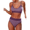 CUPSHE Women’s Bikini Sets Two Piece Swimsuit Sporty Mid Rise Scoop Neck Adjustable Spaghetti Straps Textured Midkini(Purple/Polka Dot)