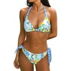 CUPSHE Women’s Bikini Sets Two Piece Swimsuit V Neck Reversible Bottom Halter Self Tie Back Hook(White/Blue/Fruit)