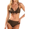 CUPSHE Women’s Bikini Sets V Neck Two Piece Bathing Suits Textured Bunny Tie Adjustable Straps(Chocolate Brown)