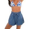 CUPSHE Women’s High Waist Denim Shorts Elastic Drawstring Tie Casual Loose Fit Summer Short(Blue)