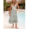 CUPSHE Womens Boho Midi Dresses Summer Spaghetti Strap Crochet Lace V Neck Drawstring Waist Beach Vacation Casual Sundress(Black Paisley)