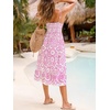 CUPSHE Womens Boho Midi Dresses Summer Spaghetti Strap Crochet Lace V Neck Drawstring Waist Beach Vacation Casual Sundress(Fuchsia Paisley)