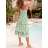 CUPSHE Womens Boho Midi Dresses Summer Spaghetti Strap Crochet Lace V Neck Drawstring Waist Beach Vacation Casual Sundress(Green Paisley)