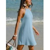 CUPSHE Womens Knit Summer Dress Round Neck A Line Casual Beach Vacation Holiday Sun Dress Wedding Guest Short Mini Dress(Light Blue)