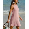 CUPSHE Womens Knit Summer Dress Round Neck A Line Casual Beach Vacation Holiday Sun Dress Wedding Guest Short Mini Dress(Light Pink)