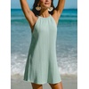 CUPSHE Womens Knit Summer Dress Round Neck A Line Casual Beach Vacation Holiday Sun Dress Wedding Guest Short Mini Dress(Mint Green)