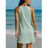 CUPSHE Womens Knit Summer Dress Round Neck A Line Casual Beach Vacation Holiday Sun Dress Wedding Guest Short Mini Dress(Mint Green)