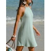 CUPSHE Womens Knit Summer Dress Round Neck A Line Casual Beach Vacation Holiday Sun Dress Wedding Guest Short Mini Dress(Mint Green)