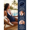 CUPSHE Women’s One Piece Swimsuit Deep V Neck Bathing Suit Color Block Crossback Straps Full Coverage Swimwear(Navy Blue/White)