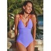 CUPSHE Women’s One Piece Swimsuit Deep V Neck Bathing Suit Color Block Self Tie Adjustable Straps Swimwear Ruching(Purple/Orange)