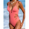 CUPSHE Women’s One Piece Swimsuit Deep V Neck Cutout O Ring Adjustable Double Straps Bathing Suit(Coral Pink)