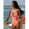 CUPSHE Women’s One Piece Swimsuit Deep V Neck Cutout O Ring Adjustable Double Straps Bathing Suit(Coral Pink)