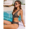 CUPSHE Women’s One Piece Swimsuit Monokini Plunging Neck Cutout Bathing Suit Halter Ties Adjustable Straps Swimwear(Brown/Stripe)