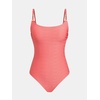 CUPSHE Women’s One Piece Swimsuit Scoop Neck Bathing Suit Adjustable Straps Cut Out Back Hook Swimwear Textured(Coral)