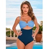 CUPSHE Women’s One Piece Swimsuit Sexy Cutout Scallop Trim Bathing Suit(Baby Blue/Navy)