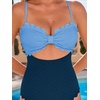 CUPSHE Women’s One Piece Swimsuit Sexy Cutout Scallop Trim Bathing Suit(Baby Blue/Navy)