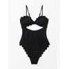 CUPSHE Women’s One Piece Swimsuit Sexy Cutout Scallop Trim Bathing Suit(Black)