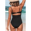 CUPSHE Women’s One Piece Swimsuit Sexy Cutout Scallop Trim Bathing Suit(Black)