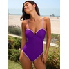 CUPSHE Women’s One Piece Swimsuit Sweetheart O Ring Adjustable Straps Back Hook Cut Out Swimwear(Purple)