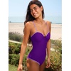 CUPSHE Women’s One Piece Swimsuit Sweetheart O Ring Adjustable Straps Back Hook Cut Out Swimwear(Purple)