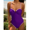CUPSHE Women’s One Piece Swimsuit Sweetheart O Ring Adjustable Straps Back Hook Cut Out Swimwear(Purple)
