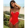 CUPSHE Women’s One Piece Swimsuit Sweetheart O Ring Adjustable Straps Back Hook Cut Out Swimwear(Red/Pink)