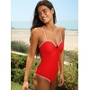 CUPSHE Women’s One Piece Swimsuit Sweetheart O Ring Adjustable Straps Back Hook Cut Out Swimwear(Red/Pink)