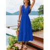 CUPSHE Women’s Summer Boho Dresses Sleeveless V-Neck Casual A-Line Ruffle Hem Flowy Resort Beach Vacation Sundress Maxi Dress(Blue)